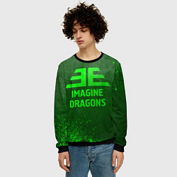 Свитшот мужской Imagine Dragons - green gradient, цвет: 3D-черный — фото 2