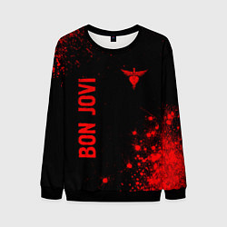 Свитшот мужской Bon Jovi - red gradient вертикально, цвет: 3D-черный