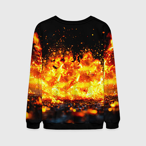 Мужской свитшот Футбольный мяч в огне / 3D-Черный – фото 2