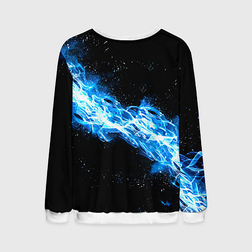 Мужской свитшот Футбольный мяч в синем пламени / 3D-Белый – фото 2