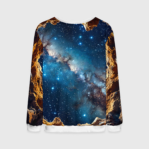 Мужской свитшот Футбольный мяч в космосе / 3D-Белый – фото 2