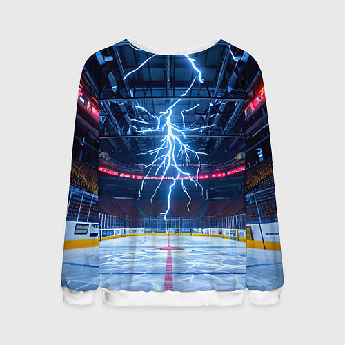 Мужской свитшот Удар молнии в хоккейную площадку / 3D-Белый – фото 2