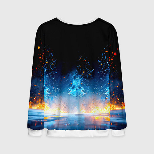 Мужской свитшот Хоккеист в синем пламени / 3D-Белый – фото 2