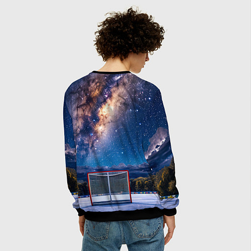 Мужской свитшот Хоккейные ворота в ночи / 3D-Черный – фото 4