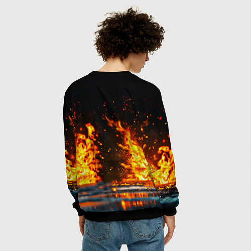 Мужской свитшот Голкипер в огне / 3D-Черный – фото 4