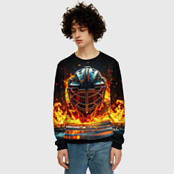 Свитшот мужской Голкипер в огне, цвет: 3D-черный — фото 2