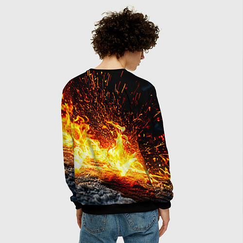 Мужской свитшот Шайба в огне / 3D-Черный – фото 4