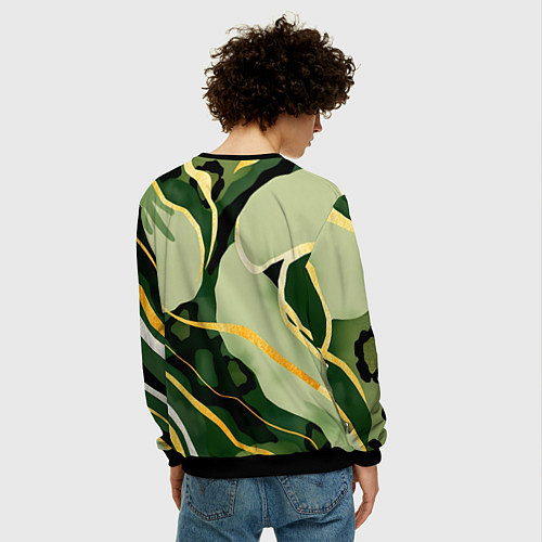Мужской свитшот Зеленый природный паттерн / 3D-Черный – фото 4