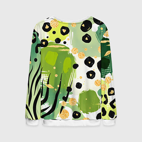 Мужской свитшот Зеленый анималистичный паттерн / 3D-Белый – фото 2