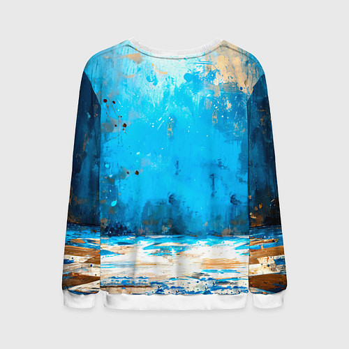 Мужской свитшот Боец айкидо на синем / 3D-Белый – фото 2