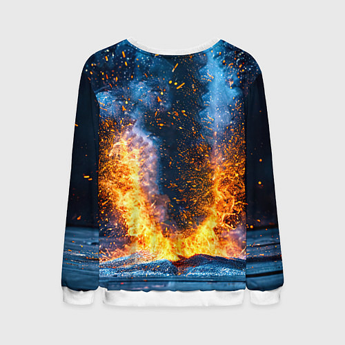 Мужской свитшот Синяя боксерская груша в огне / 3D-Белый – фото 2