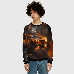Свитшот мужской БМВ в огне, цвет: 3D-черный — фото 2