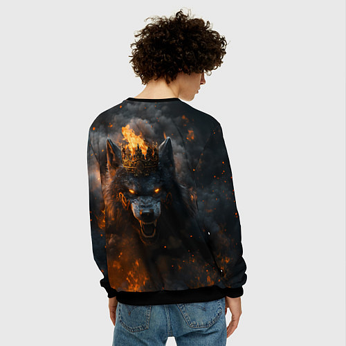 Мужской свитшот Волк в огне / 3D-Черный – фото 4