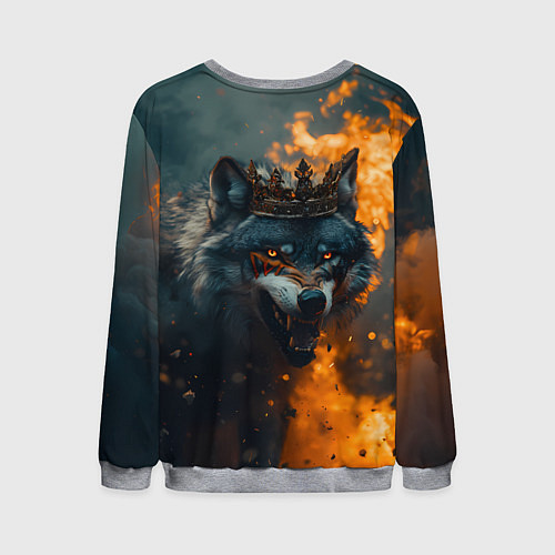 Мужской свитшот Злой волк в огне / 3D-Меланж – фото 2
