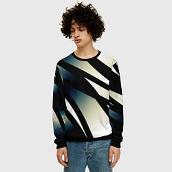 Свитшот мужской Чёрно-белый с синим затемнением полосы, цвет: 3D-черный — фото 2