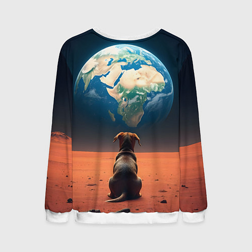 Мужской свитшот Собачка и планета / 3D-Белый – фото 2