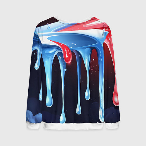 Мужской свитшот Синие и красные слизи текстура / 3D-Белый – фото 2