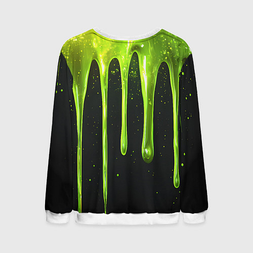 Мужской свитшот Слизь зеленая текстура / 3D-Белый – фото 2