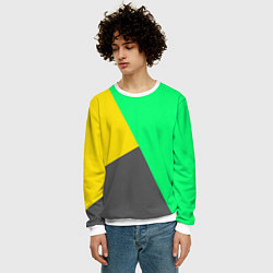Свитшот мужской Жёлто-серо-зелёный трёхцветный, цвет: 3D-белый — фото 2