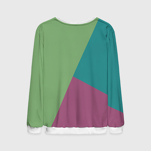Мужской свитшот Сине-зелёно-розовый тёмный трёхцветный / 3D-Белый – фото 2
