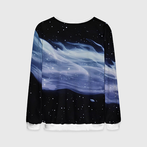 Мужской свитшот Синяя волна в космосе - текстура / 3D-Белый – фото 2