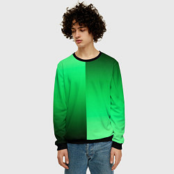 Свитшот мужской Чёрно-зелёный градиент пополам, цвет: 3D-черный — фото 2