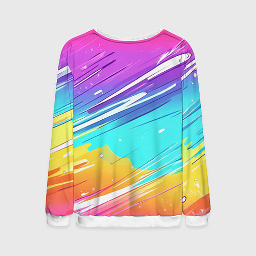 Мужской свитшот Inzoi кошечка на радужном фоне / 3D-Белый – фото 2