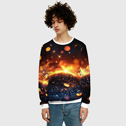 Свитшот мужской Оранжевое боке на черном, цвет: 3D-белый — фото 2