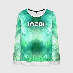 Мужской свитшот Inzoi белый логотип на зеленом фоне