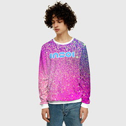 Свитшот мужской Inzoi лого и розовые блестки, цвет: 3D-белый — фото 2