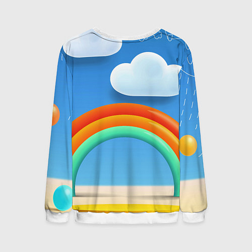 Мужской свитшот Inzoi объемная радуга и облака / 3D-Белый – фото 2