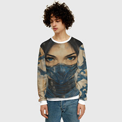 Свитшот мужской Портрет Китаны - Мортал комбат, цвет: 3D-белый — фото 2