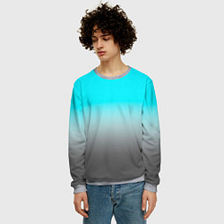 Свитшот мужской Серо-голубой светлый градиент, цвет: 3D-меланж — фото 2