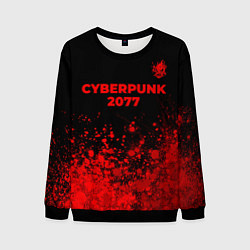 Свитшот мужской Cyberpunk 2077 - red gradient посередине, цвет: 3D-черный