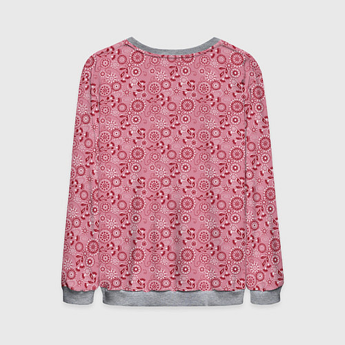 Мужской свитшот Красно белый деревенский узор ретро / 3D-Меланж – фото 2