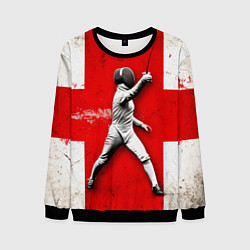 Свитшот мужской Фехтовальщик на красно-белом, цвет: 3D-черный