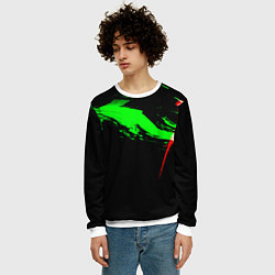 Свитшот мужской Color black green red, цвет: 3D-белый — фото 2