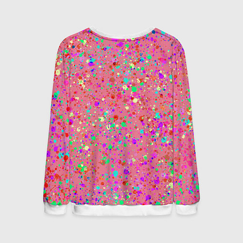 Мужской свитшот Розовый с разноцветными брызгами / 3D-Белый – фото 2