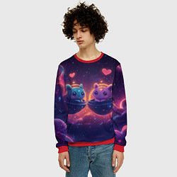 Свитшот мужской Милые пришельцы в космосе, цвет: 3D-красный — фото 2