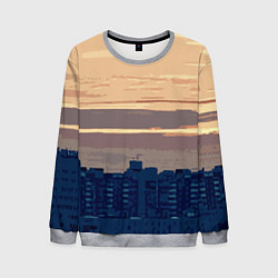 Свитшот мужской Городской пейзаж стилизованный, цвет: 3D-меланж