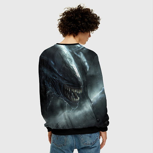 Мужской свитшот Чужой с открытой пастью / 3D-Черный – фото 4