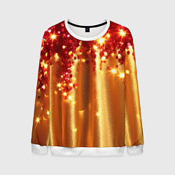 Свитшот мужской Красно-золотая волнистая текстура, цвет: 3D-белый