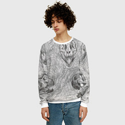 Свитшот мужской Черепа динозавров - эскиз, цвет: 3D-белый — фото 2