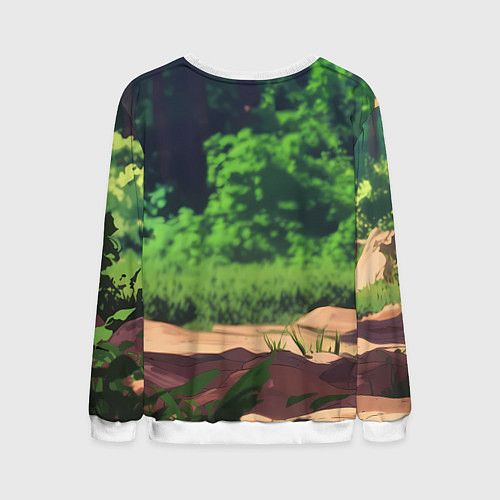 Мужской свитшот Бурый медведь в лесу / 3D-Белый – фото 2