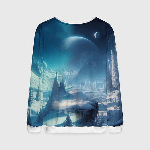 Мужской свитшот Снежный динозавр - история вымирания / 3D-Белый – фото 2