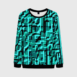 Свитшот мужской Неоновый голубой объёмный эффект, цвет: 3D-черный
