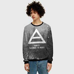 Свитшот мужской Thirty Seconds to Mars - grey gradient, цвет: 3D-черный — фото 2