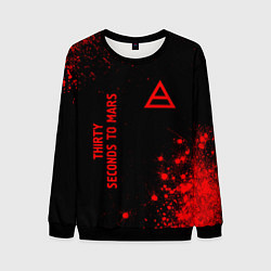 Свитшот мужской Thirty Seconds to Mars - red gradient вертикально, цвет: 3D-черный