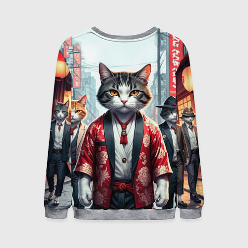 Мужской свитшот Котики якудза / 3D-Меланж – фото 2