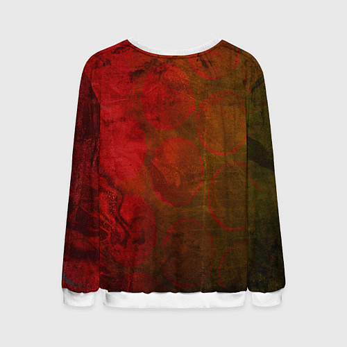 Мужской свитшот Абстракция - green circles in red / 3D-Белый – фото 2